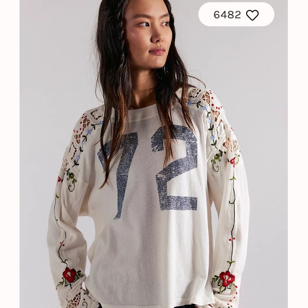 We The Free Lilith Tee with Floral Embroidery